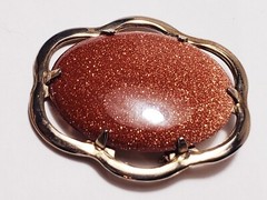 3pc LOT GOLDSTONE Gold Filled Brooch JJJ Co & 2 Goldstone Necklaces Vtg jewelry