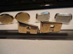 3 sets HICKOK silvertone ANSON SWANK goldtone cuff links approx.1″ wide vtg