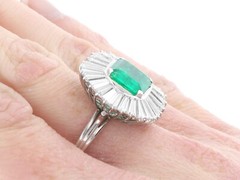 Vintage Emerald and Diamond Platinum Ballerina Ring