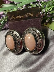 Three Ladies by roxsann Faux Rose Quartz Handcrafted Fashion Vintage Earrings