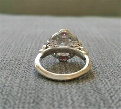 Art Deco Style Round Cut Lab Created Diamond & Ruby 925 Silver Engagement Ring