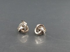 Vintage 925 Sterling Silver Knot Stud Post Earrings Minimalist Career Casual .3″