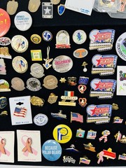 Vintage Gold & Silver Tone Assorted, Marketing, Flag, Music Pin Back Lot Of 75+
