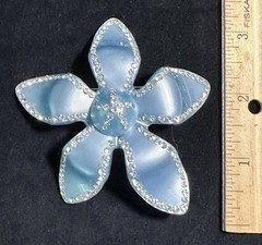 VNG Pastel Blue & Rhinestone 3 1/4” Lucite Brooch – All Original- Excellent