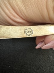Taxco Vintage 925 Statement Hinged Bracelet Tigers Eye Lilly Rare Bangle Heavy