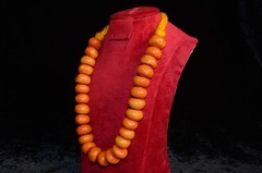 VTG Moroccan Necklace Coral Orange Berber Pendant Amber Handmade Beads African