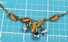 Vintage Van Dell Gold Filled Blue Stone and Leaf Necklace and Earring Set Origin