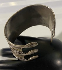 Turkmen Tekke Silver Gilt Wide Cuff Ethnic Tribal Ornate Adjustable Bracelet
