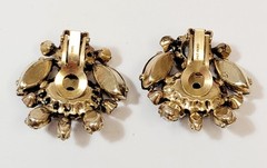 Vintage Schreiner Earrings Gold Flake Brown AB Topaz Rhinestone