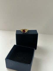 Vintage Red Cubic Zirconia Ring Gold Plated Womens Size 9