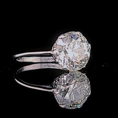 Vintage Platinum Engagement Ring 3.34CT. Natural Old Euro Cut Round Diamond
