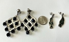 HUGE VINTAGE LOT OF ALPACA MEXICO SILVER EARRINGS BRACELET PENDANTS RING 6-95