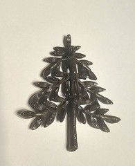 Cute 2 inch bronze and twinkling rhinestone christmas tree pin