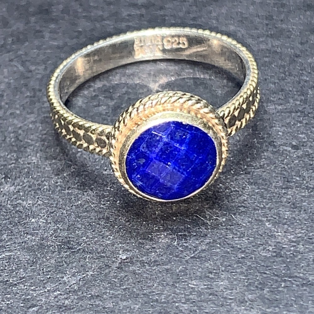 STERLING SILVER 925 Lot Ring W64 Sz7 Anna Beck Blue Stone Amazing Natural Gold