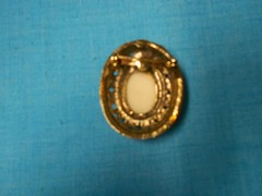 Vintage Domed Gold Tone with White Oval Brooch No Chain