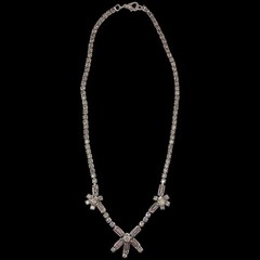 Vintage Baguette Rhinestone Statement Necklace Silver Tone Bridal Glam Hollywood