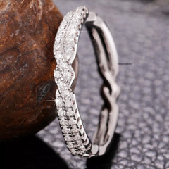 1.00Ct Round Cut Moissanite Anniversery Band Bridal Ring 14K Gold Plated Silver