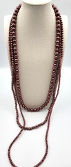 Vintage 3 Strand Bronze Burgundy Beaded Necklace Layered 26″ Box Clasp Heavy
