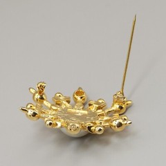 Marvella brooch Gold Tone Faux Pearl Star Crest Sword Shield Starburst
