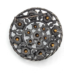Vintage Weiss Mourning Brooch Black Rhinestone Pin