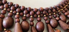 African Animal Bib Necklace Charm Carved Wood Elephant Wolves Brown Tribal Bead