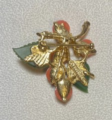 AUTHENTIC SWOBODA FLOWER BROOCH ~ CORAL, JADE ~ BEAUTIFUL!