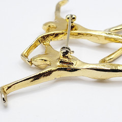 Modernist Style Contemporary Dancers Gold Tone Large Brooch Pin Vintage 1980s