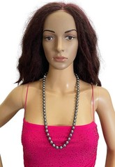 VTG Joan Rivers Gray Faux Pearl Knotted Beaded Necklace 29in