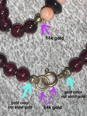 Antique 14k Gold Garnet Coral Onyx Necklace 28″