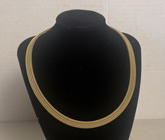 Monet Gold Tone Omega Choker Necklace 17″ Flat Mid Century Modern Vintage MCM