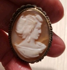 Antique Vintage Italian PA 800 Silver Carved Shell Cameo Pendant Brooch