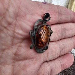 Natural Baltic Amber flower vintage Pendant charm Latvia circa 1970’s