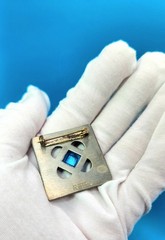 Vintage Pewter Broach Pin Rune Tennesmed Sweden Collectible blue 1950-1970 Rare