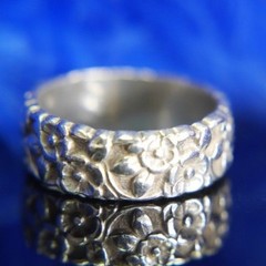 Forget Me Not Flower 0.925 STERLING SILVER Wedding Band vintage Ring size 5.5