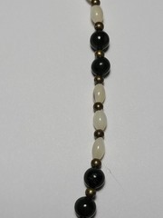 Vintage Green And White Beaded Necklace Natural Gemstones Brass Wire & Beads