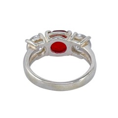 Sterling Silver 925 Simulated Ruby Cubic Zirconia Ring Size 6