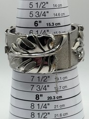 Vintage Whiting & Davis Bangle Bracelet Silver Tone Leaf Design Hinged READ