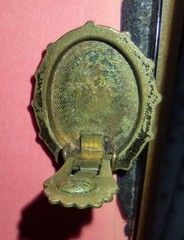 1930’s Brass Etruscan Revival Locket on Book Chain Very Ornate w/earrings