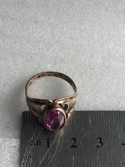 Rings silver 875 Gold plated pink-purple corund Russian Soviet vintage USSR