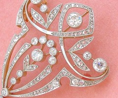 ANTIQUE EDWARDIAN NOUVEAU 2.46 ctw DIAMOND 18K PLATINUM BROOCH or PENDANT 1915