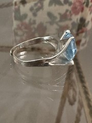Vintage Park Lane Silver Tone & Icy Blue CZ Rhinestone Ring 5.75 Adjustable