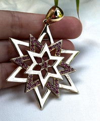 Vintage large pendant with ruby 925 Sterling silver
