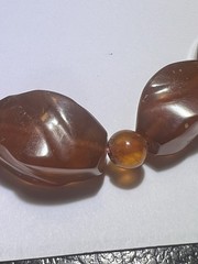 Great Vintage Cognac Natural Baltic Amber Carved Faceted Graduated Necklace