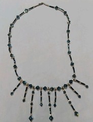 Vintage Handmade 17.5in Sterling Silver Blue Crystal Beaded Necklace 925 Tested