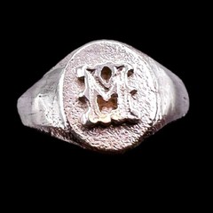 Initial Letter M Signet 925 Sterling Silver Child Woman Pinky Ring Size 3.25