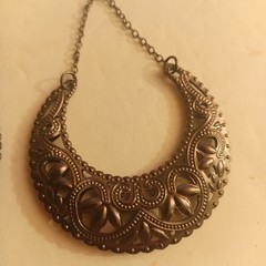 Filigree HalfMoon Crescent Dangle Hoop Earring Gypsy Boho Tribe Celestial Pierce