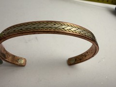 Vintage Mixed Metal Braided Magnetic Cuff Bracelet – copper, brass, and silver