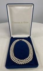 Camrose & Kross Jacqueline Kennedy Triple-Strand Faux Pearl Necklace Box & COA