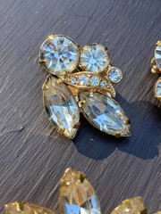 VTG Eisenberg Ice Clear Rhinestone Floral Spray Brooch And Earrings Set WOW!!!!