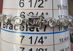 Ross Simons 925 Sterling Silver CZ Tennis Bracelet Heart Cutout Links 6.75″